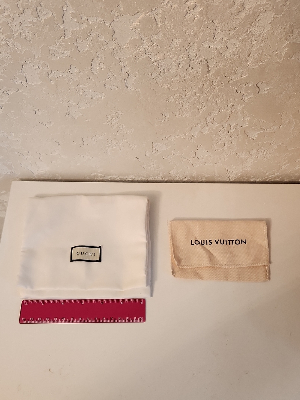 Louis Vuitton Beige Logo Dust Pouch And Gucci